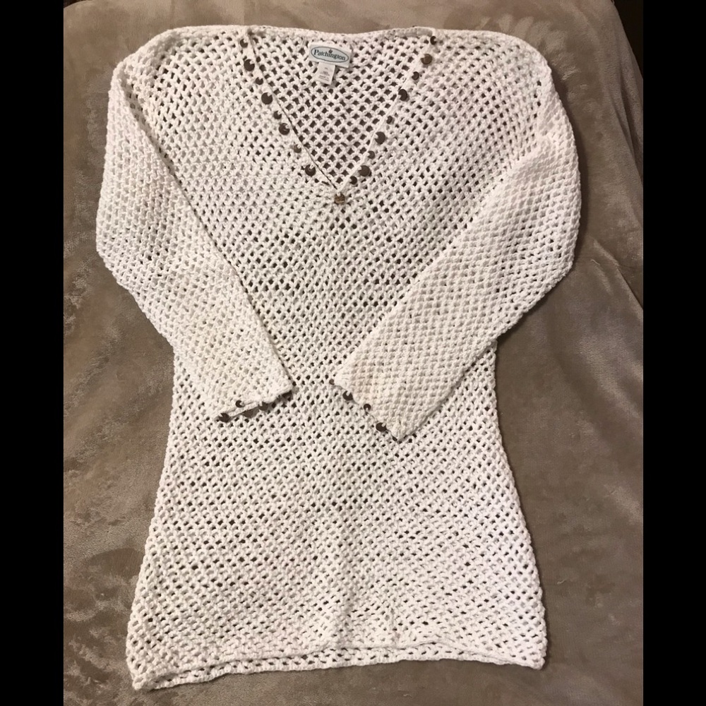 Patchington, 100% Cotton, Long V Neck Knit Top